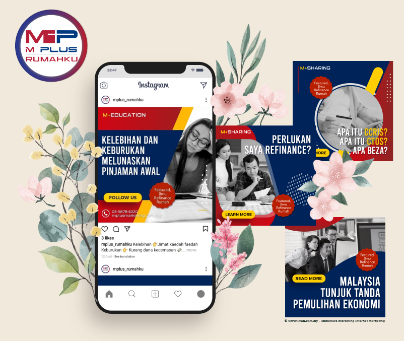Digital marketing case study success for Mplus Rumahku art posts example