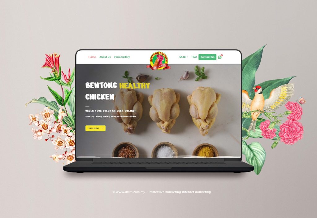 Bentong Chicken Web Design Portfolio a mockup screen from website designer in Pj Malaysia by IMIM