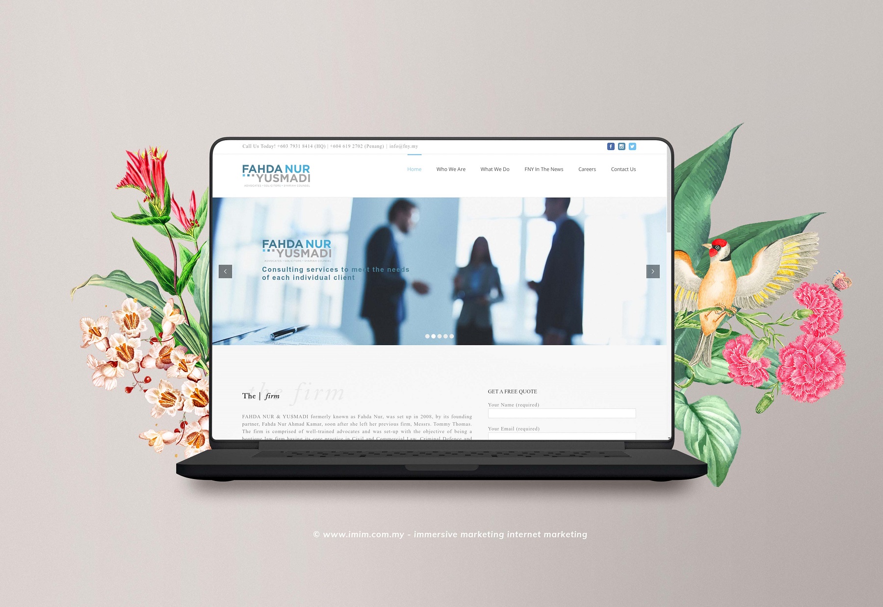 FNY Web Design Portfolio a mockup screen from website designer in Pj Malaysia by IMIM