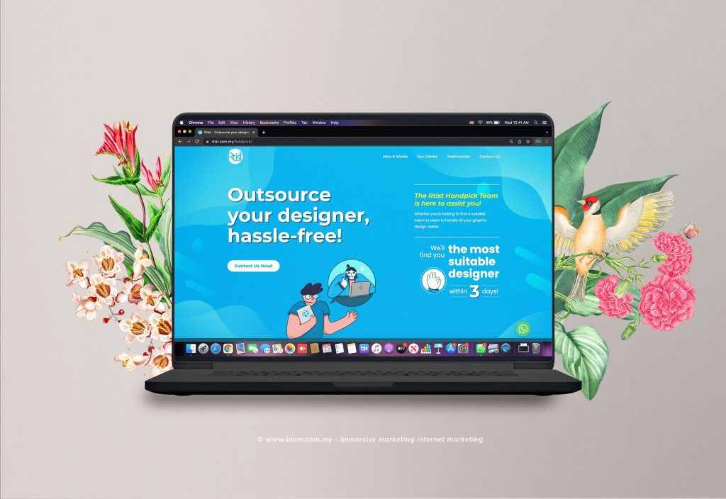 Rtist Web Design Portfolio a mockup screen from website designer in Pj Malaysia by IMIM