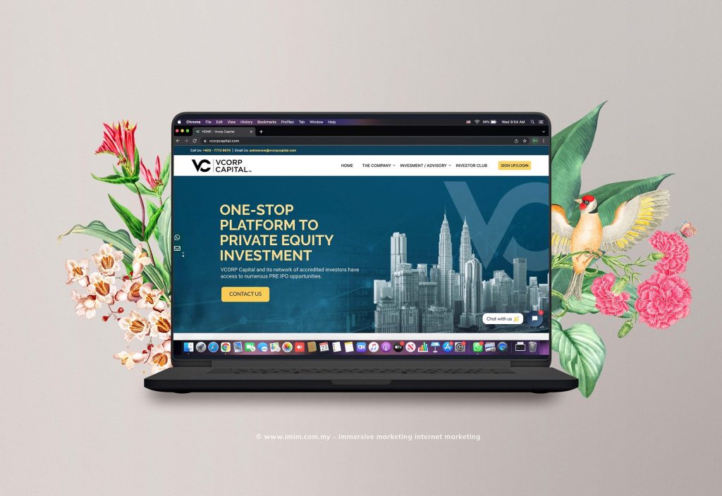Vcorp Capital Web Design Portfolio a mockup screen from website designer in Pj Malaysia by IMIM